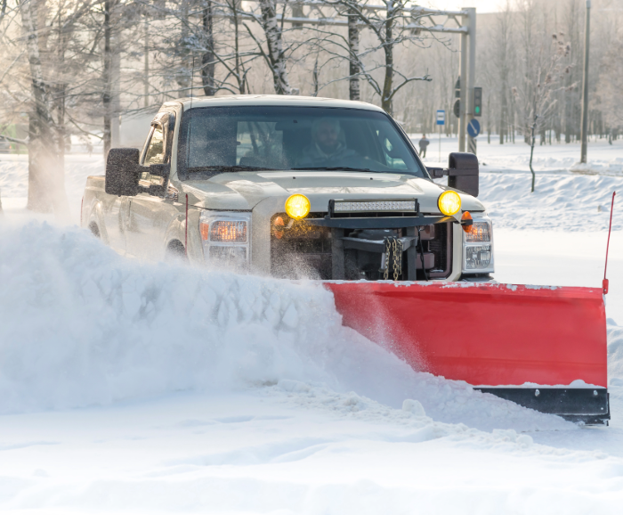 Truck with snow plow